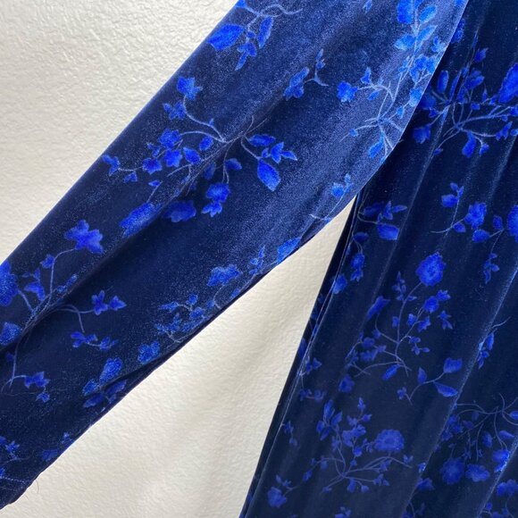 K C Spencer Women's Velvet Floral Whimsigoth Dark Fairy Dress Blue Size 18W - Picture 8 of 10